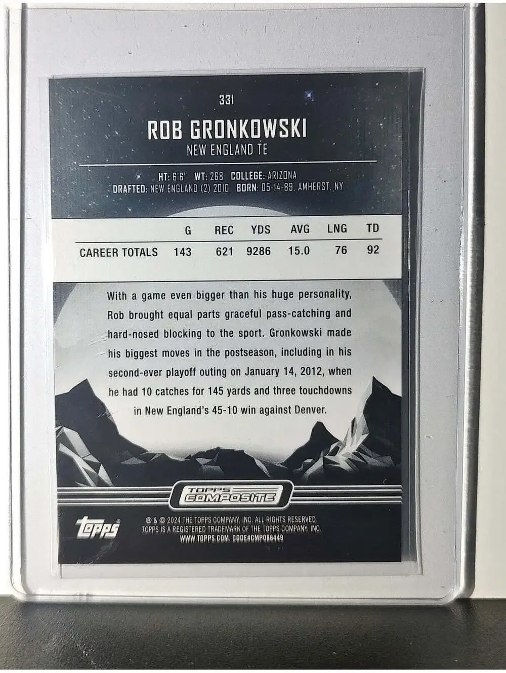 Rob Gronkowski 2023 Topps Midnight NFL #331 Card New England Patriots